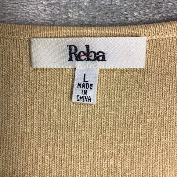 Reba Women’s Gold Sequin Knit Sleeveless Tank Top Blouse Size Large - Picture 6 of 13